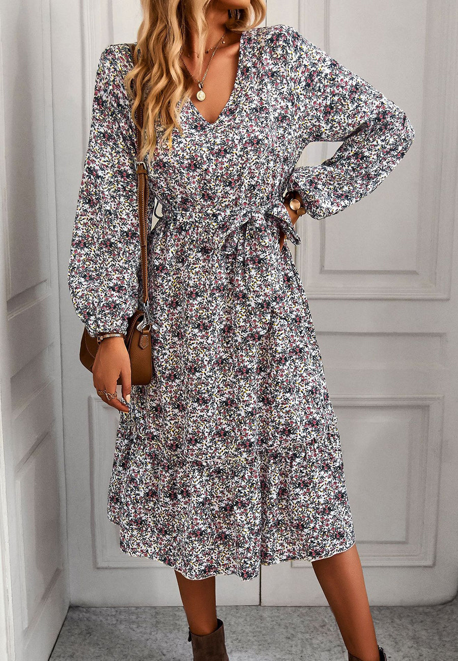Floral Print Long Midi Dress