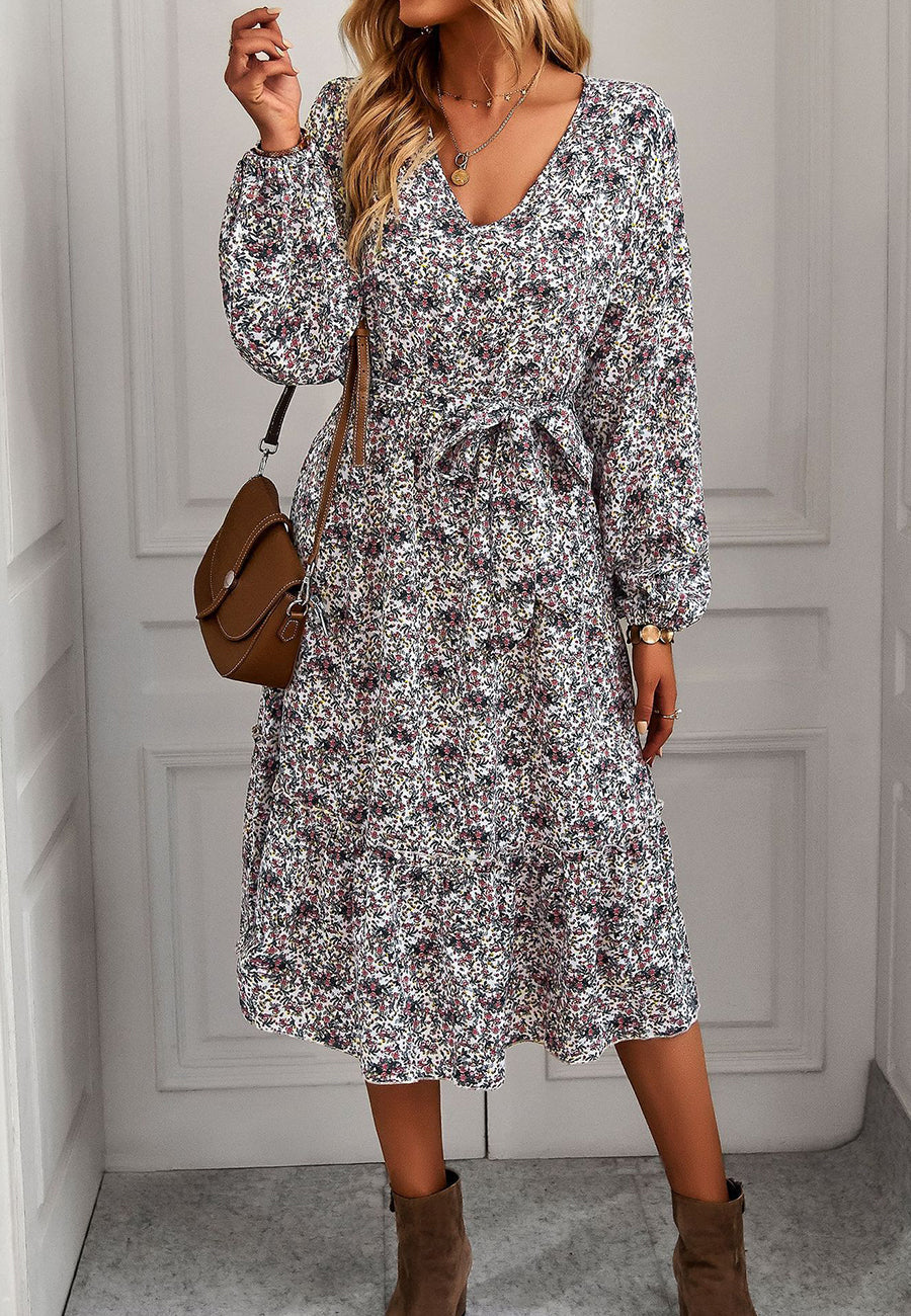 Floral Print Long Midi Dress