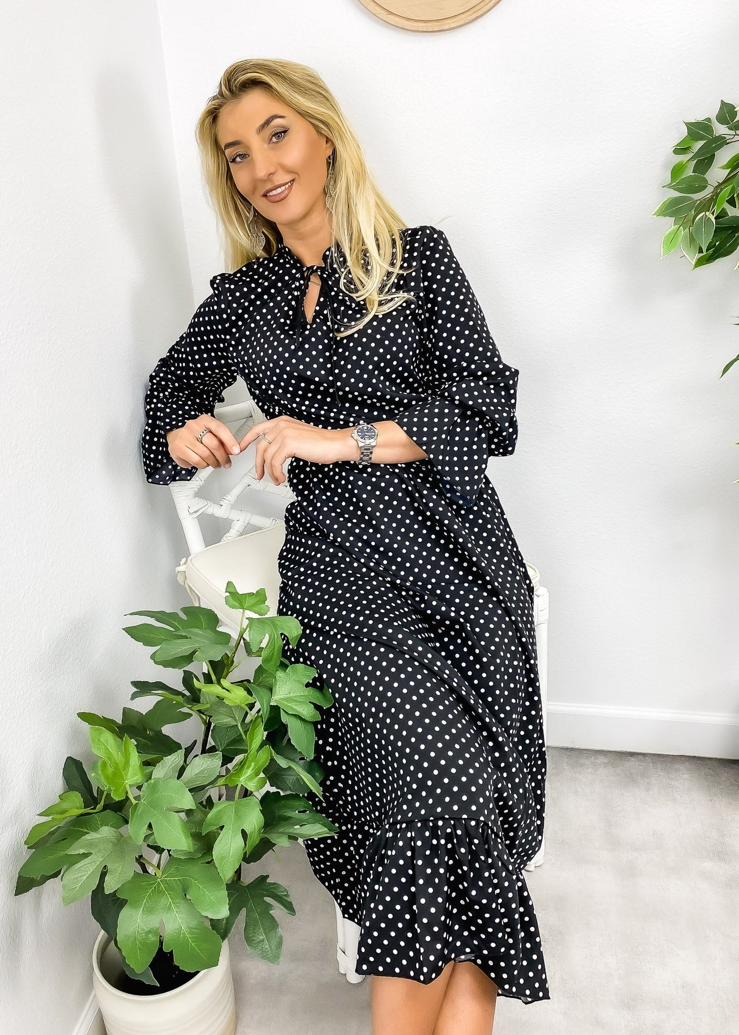 Tie Polka Dot Print Dress