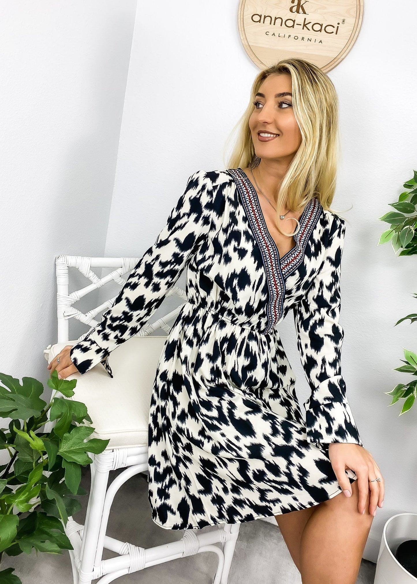 Bold Trim Abstract Dress