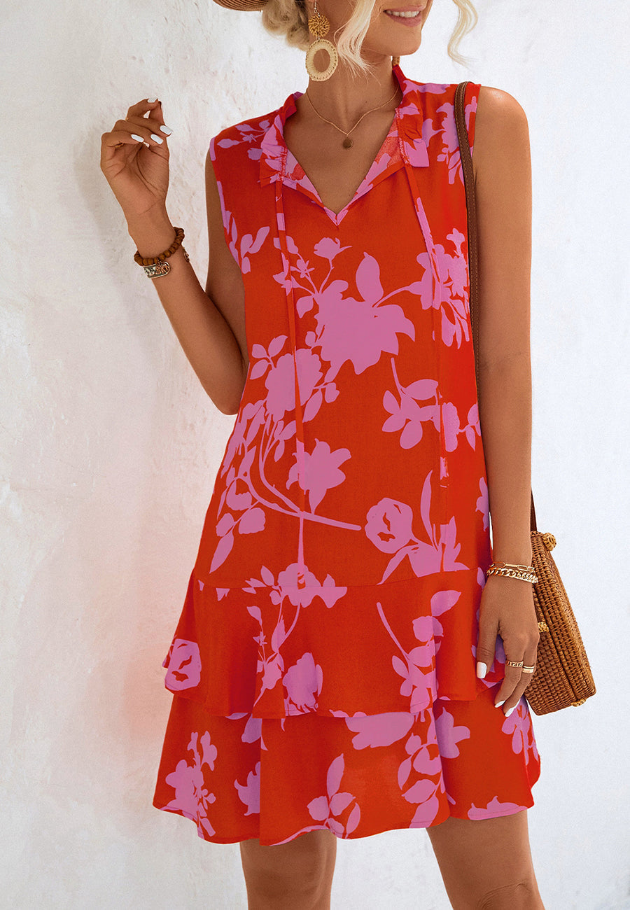 Tone Floral Ruffle Dress