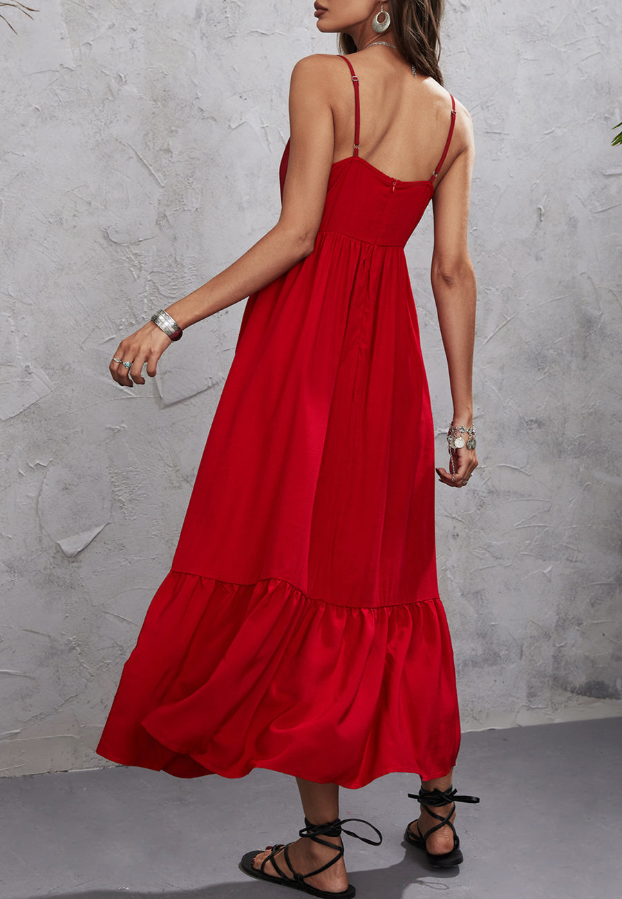Color Surplice Neck Dress
