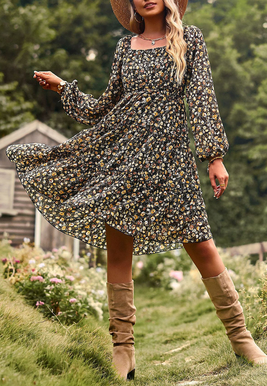 Long Sleeve Tiered Dress