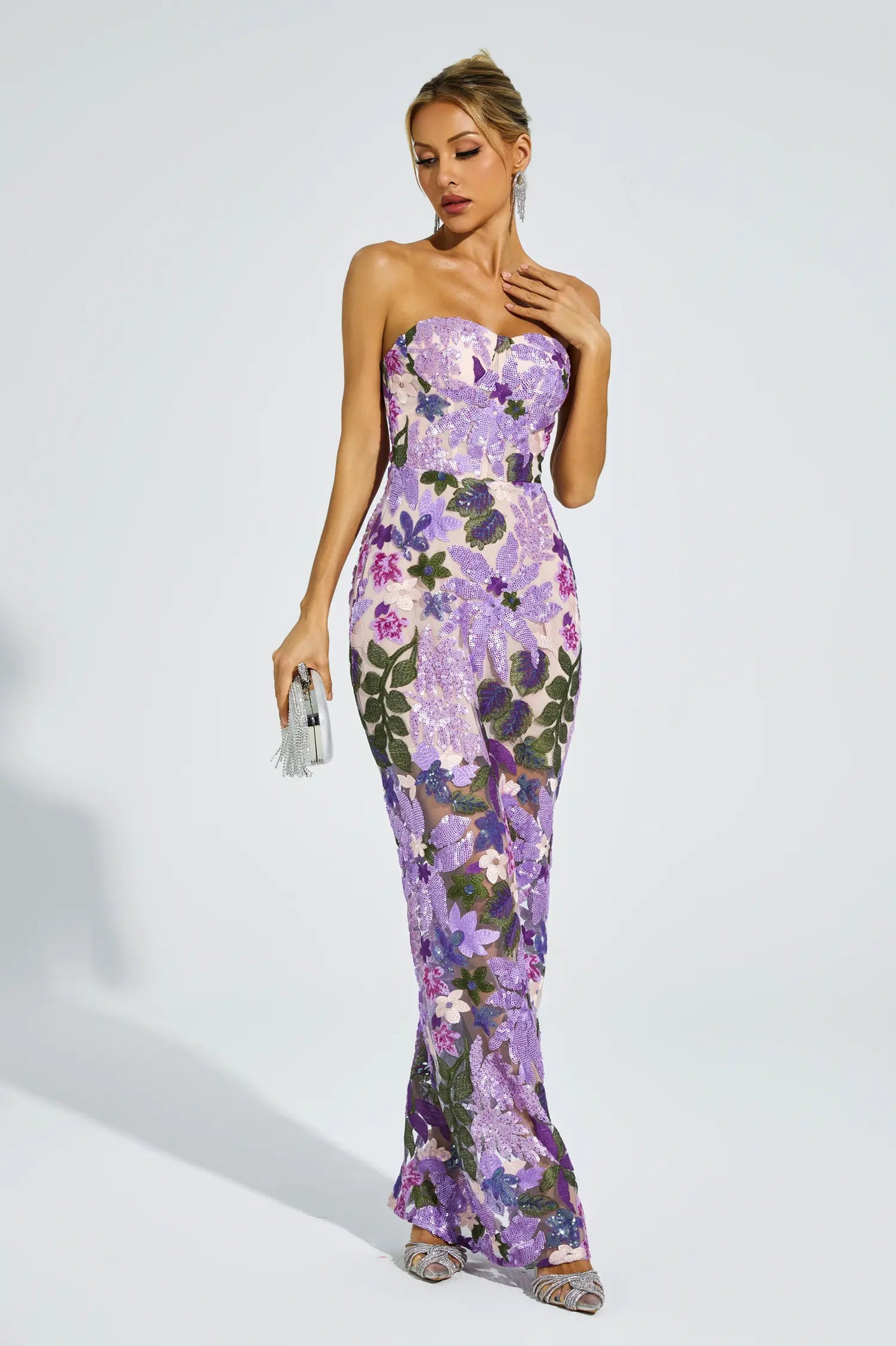 Jessica's Off Shoulder Embroidered Sequin Dress - HELLA TREND