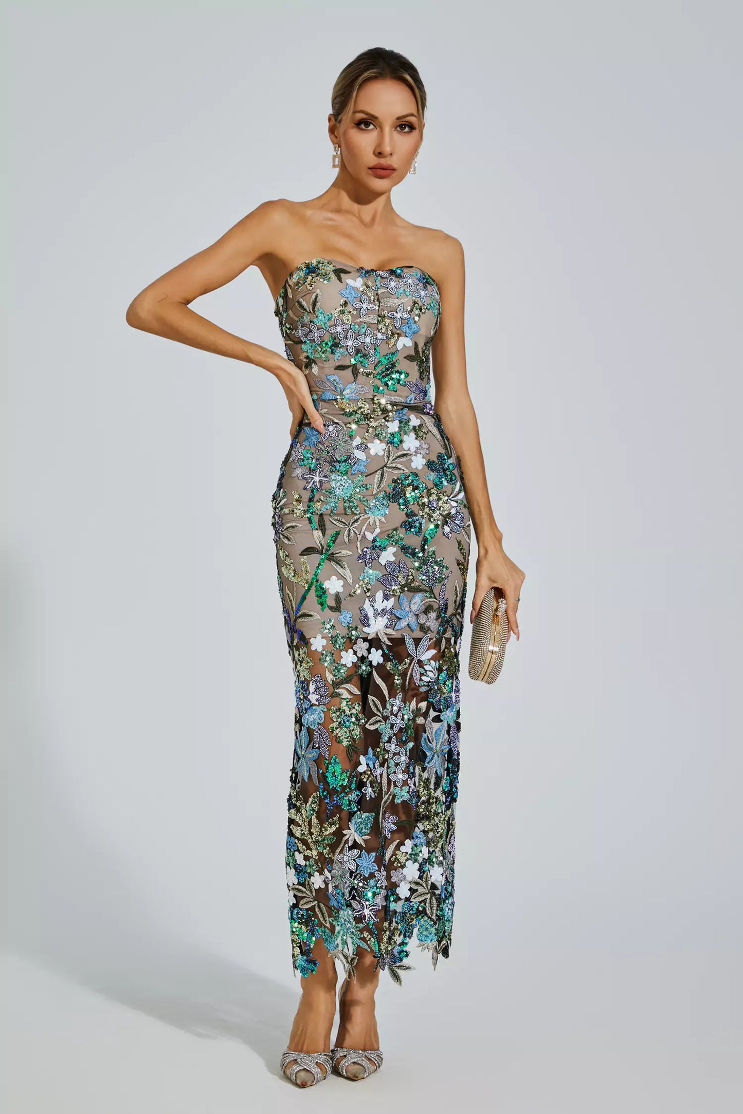 Jessica's Shoulder Embroidered Sequin Dress