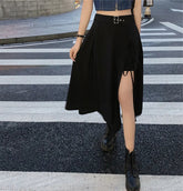 Gathered Patchwork Pleated Skirt black / S