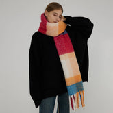 Thick Warm Tassel Contrast Color Scarf For Autumn/Winter Scarfs-L