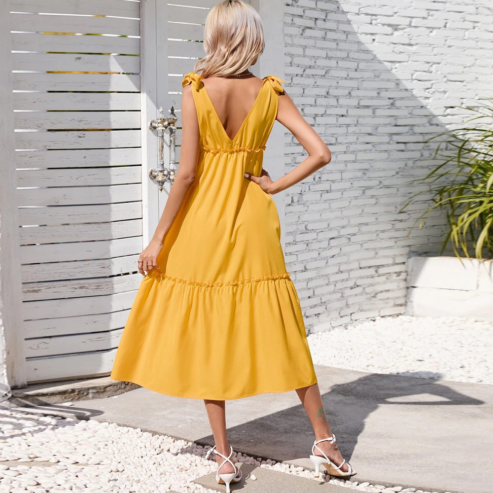 Plunge Neck Detail Dress