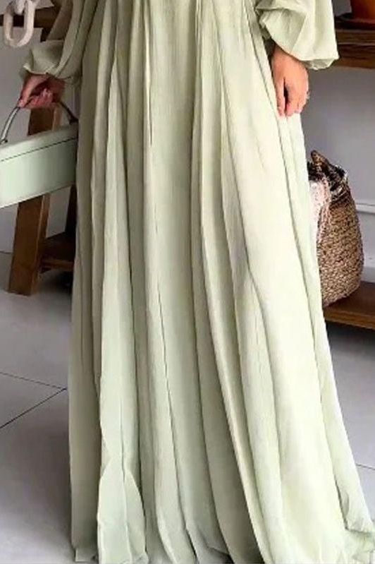 Sexy suspender long-sleeved backless green dress