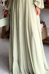 Sexy suspender long-sleeved backless green dress