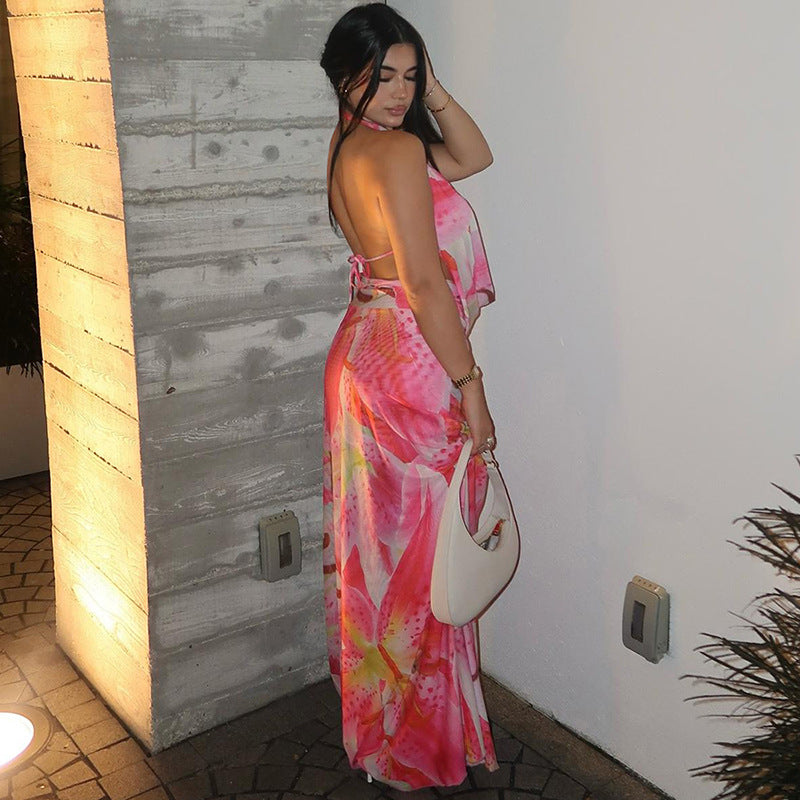 Backless Halter Maxi Dress