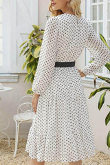 Midi White dress with polka dots