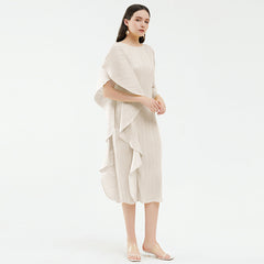 Ladies' High-End Asymmetrical Solid Color Patchwork Dress