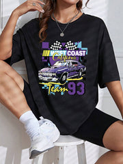 Loose Letter Car Print Simple Top