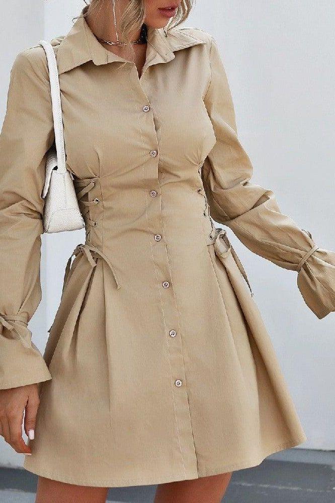 petal sleeves bandage slimming shirt dress