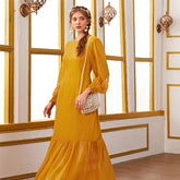 Round Neck Maxi Dress Lantern Sleeve Loose Maxi Dress