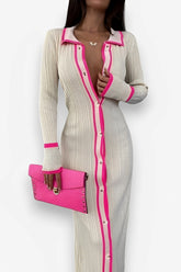 Slim Lapel Long Cardigan Dress