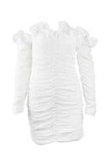 Long sleeved one shoulder tube top chiffon dress