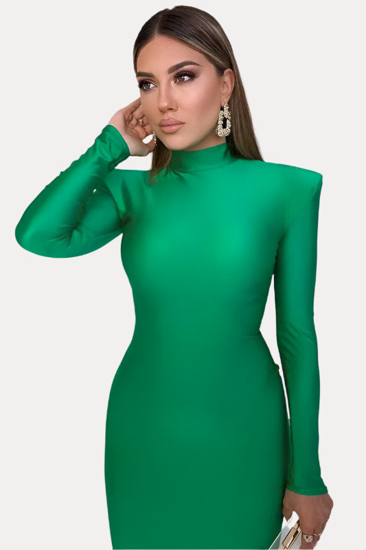 round neck slim long-sleeved dress