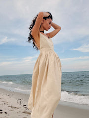 Crochet Cutie Stylish Linen Maxi Dress