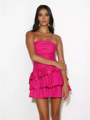 Pleated Slimming And Strapless Dress