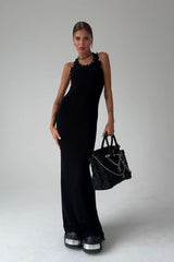 Suspender Sleeveless Ripped Long Dress