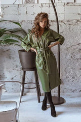 PU leather long dress