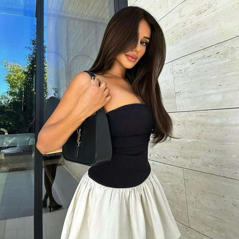 Pleated Dress With Patchwork