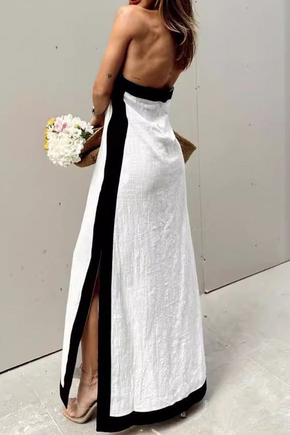 Backless Halter Neck Split Dress