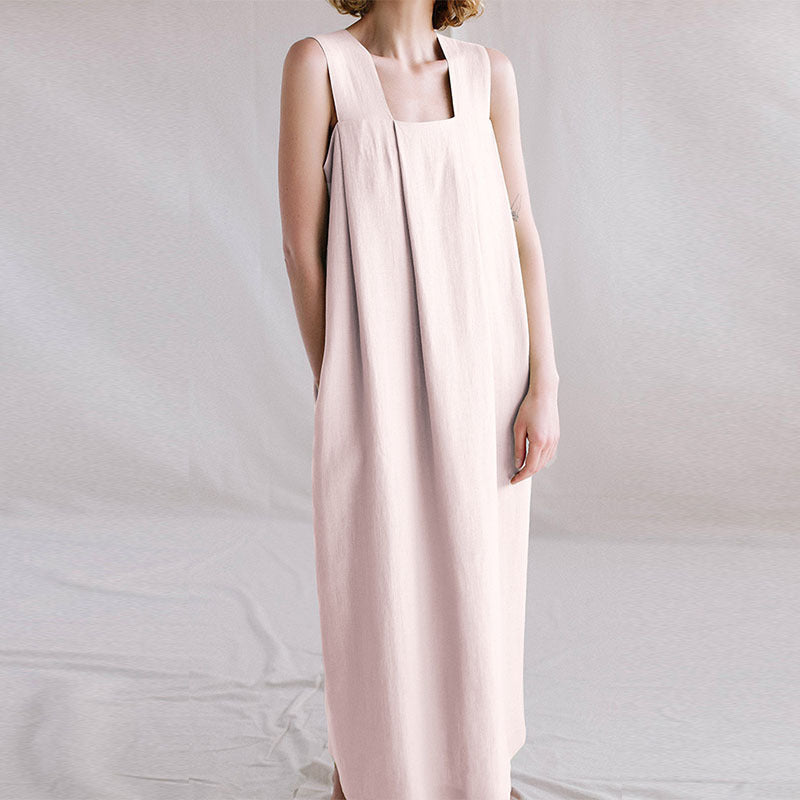 Square Neck Sleeveless Loose Long Dress