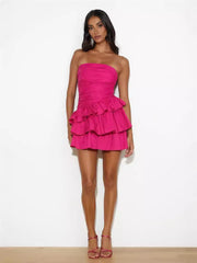 Pleated Slimming And Strapless Dress