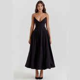 Fashionable Pointed Angle Boning Corset Waist A Line Dress Tube Top