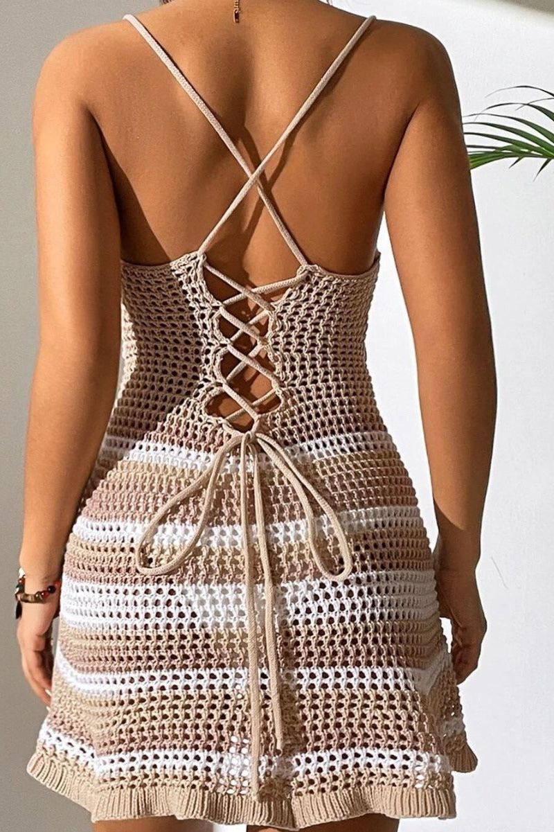 Striped Backless Cover dress
