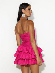 Pleated Slimming And Strapless Dress