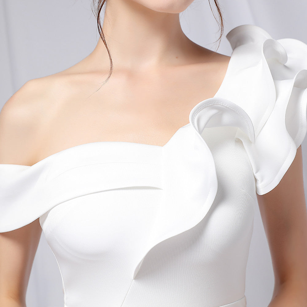 Delana Formal One Charming Shoulder Satin Dress