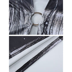 Deep V-neck grey party dress