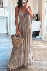 Summeer Backless U Neck Strap Long Dress