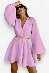 Pure Cotton Slim Lantern Sleeve Dress