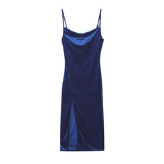 Festive Cheer Velvet Charming Slit Midi Dress