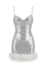 Sexy backless sequin banquet white dress