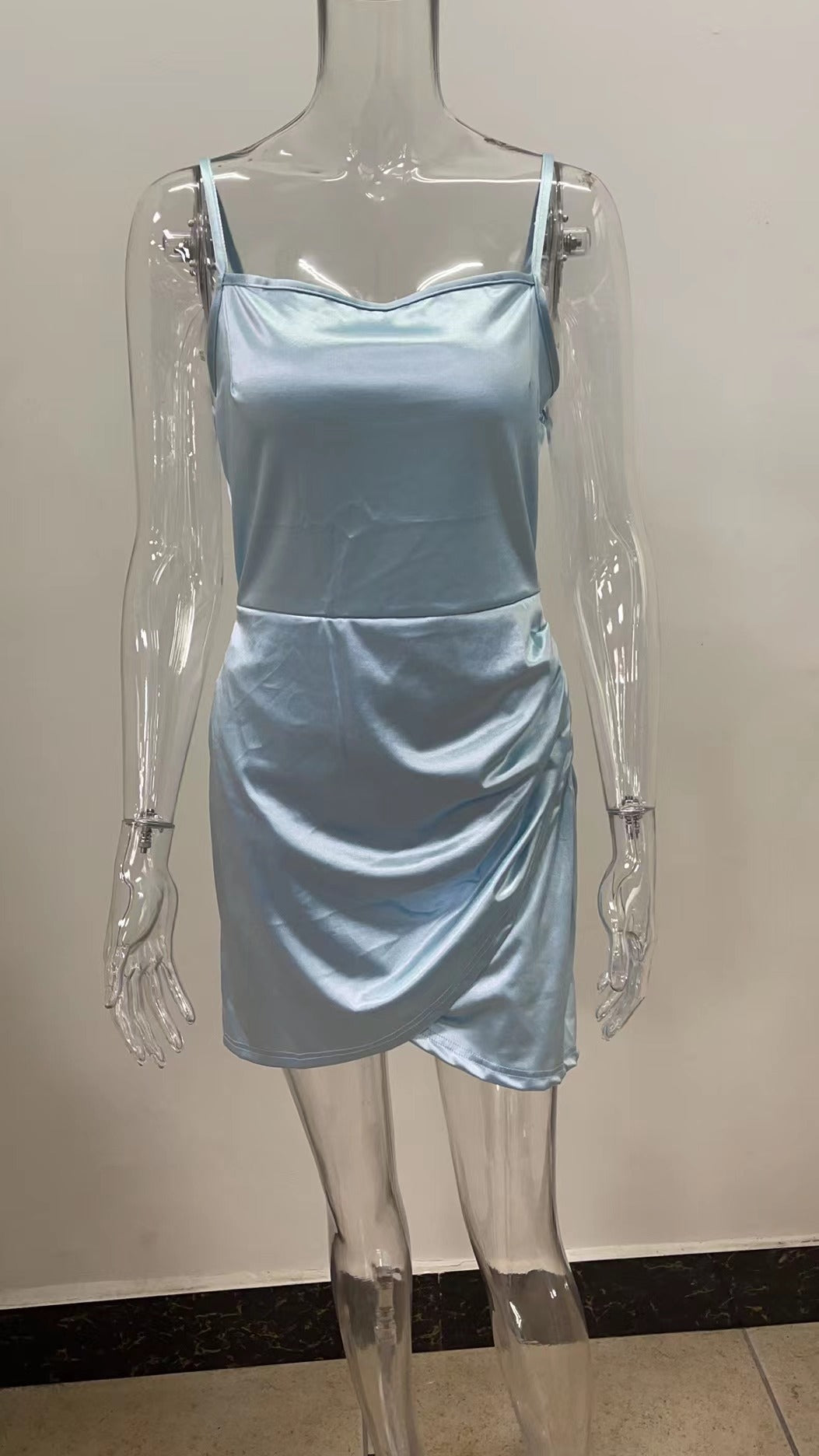 Dreamy In Satin Charming Ruched Mini Dress
