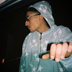 Y2k Zip Up Hoodies Vintage Star Print Sweatshirts