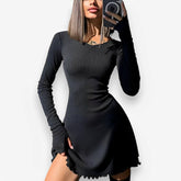 Round neck A-line casual dress