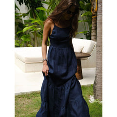 Backless Straps Long Suspender Dress