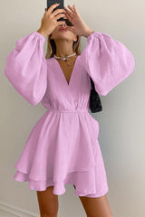 Pure Cotton Slim Lantern Sleeve Dress