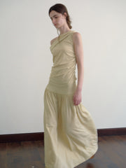 Knit Waist Cinched Pleated Skirt