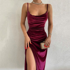 Margaret Formal Satin Charming Wrap Midi Dress
