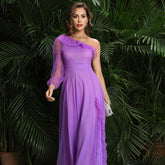 Maxi Dress Large Slant Shoulder High Slit Cocktail Elegant Senior Evening Dress
