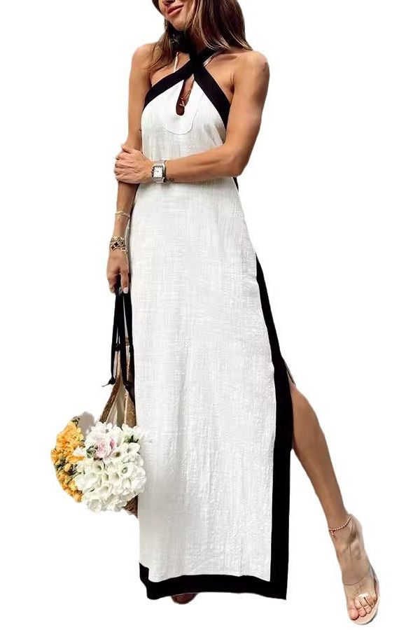 Backless Halter Neck Split Dress