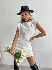 cotton white sleeveless simple dress